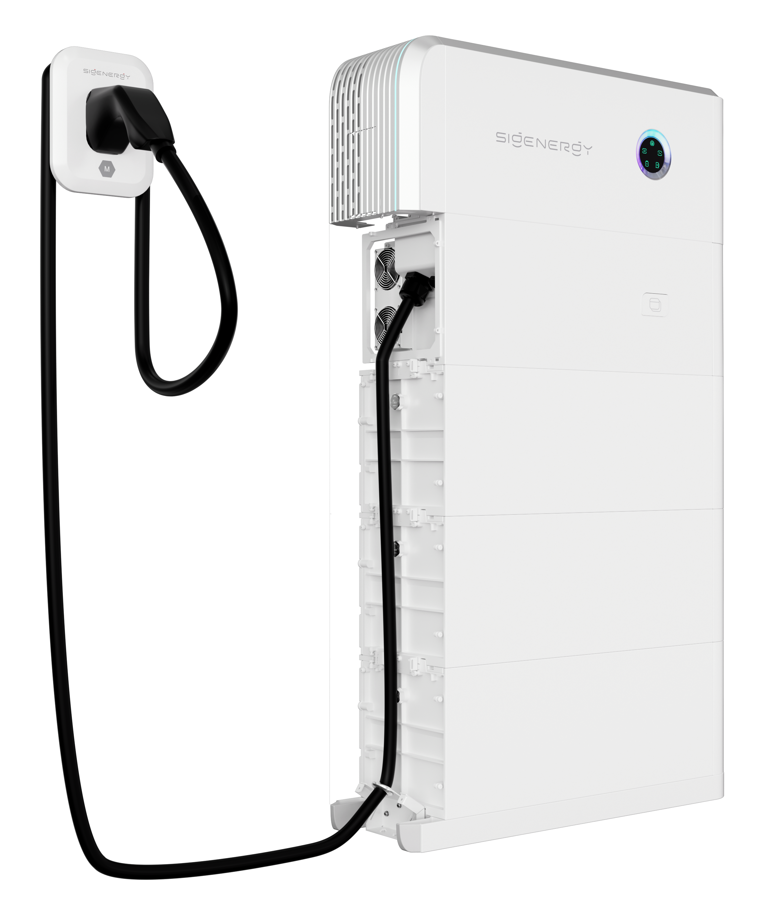 SigenStor DC-laadmodule met aangesloten CCS2-laadkabel