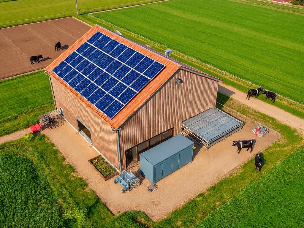 Agrarisch bedrijf met zonnepanelen en batterijopslag