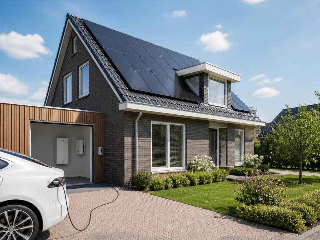 Eniris EMS ecosysteem met woningen, zonnepanelen en batterijopslag