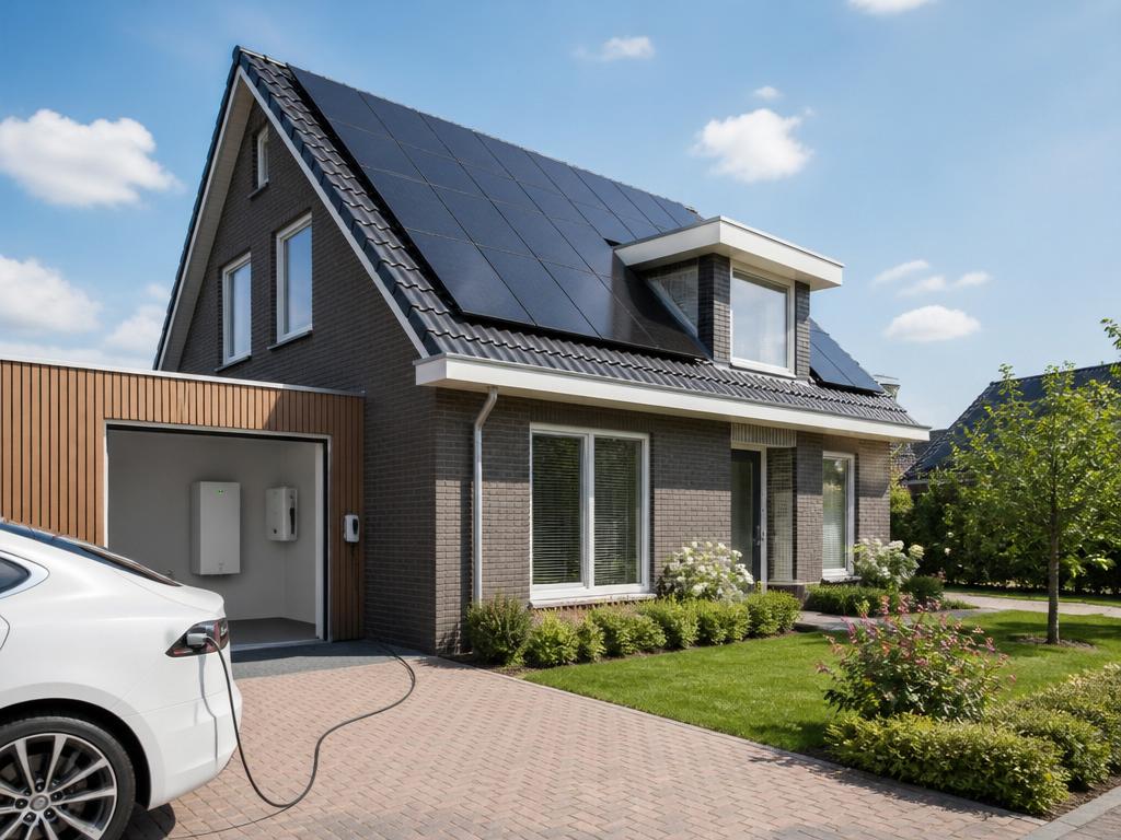 Eniris EMS ecosysteem met woningen, zonnepanelen en batterijopslag