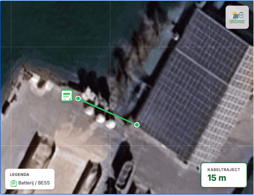Kabeltraject grote PV-aansluiting, circa 15 m